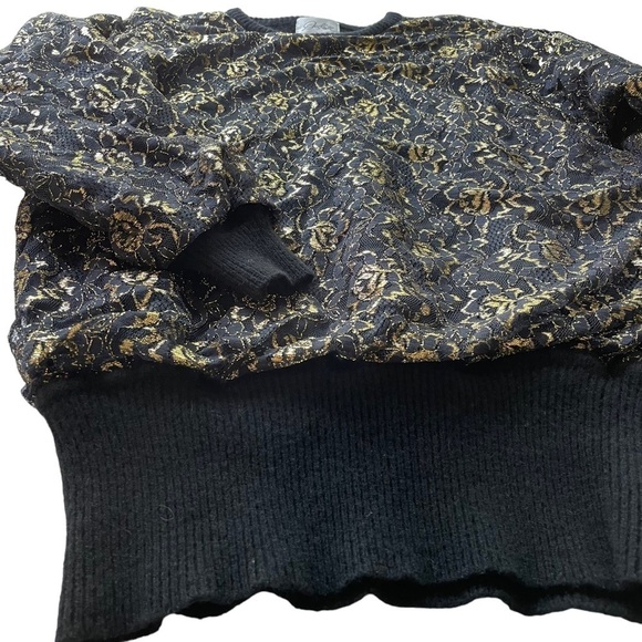 Destinee Wool Pullover Sweater Black Gold size Large Floral Lace Vintage punk - Picture 5 of 9